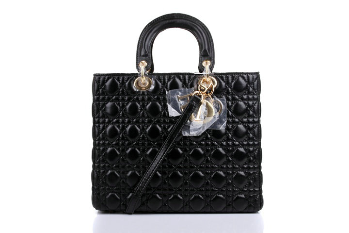 replica jumbo lady dior lambskin leather bag 6322 black with gold hardware